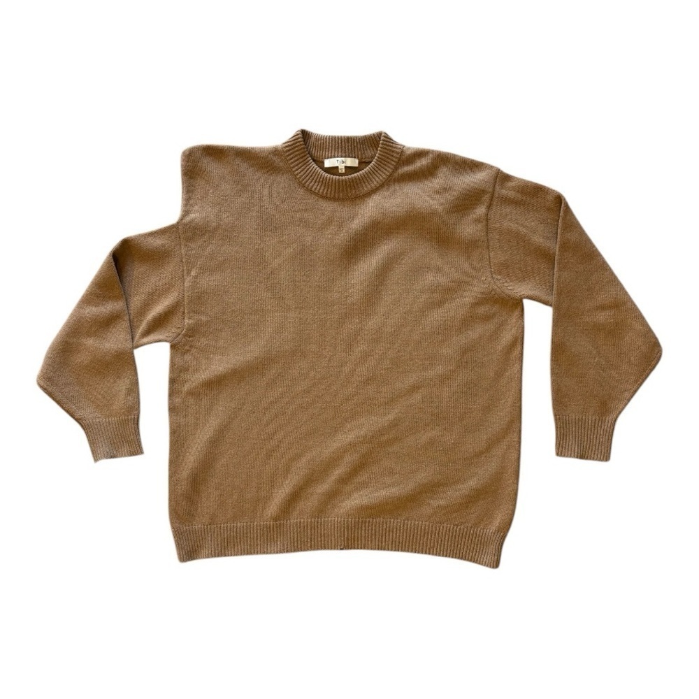 Tibi Recycled Cashmere Carre Oversized Sweater in Caramel - Picture 5 of 11